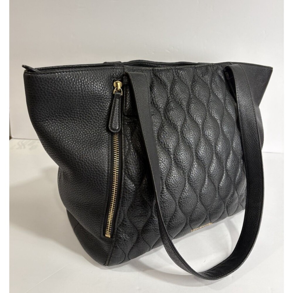 Vera Bradley Women's Tote Shoulder Bag Black Quilted Leather With Floral Pattern - Picture 7 of 12